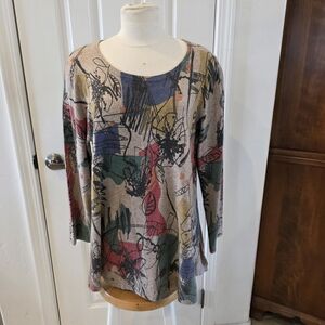 Shana Abstract Patterned Women's Tunic Wool Blend